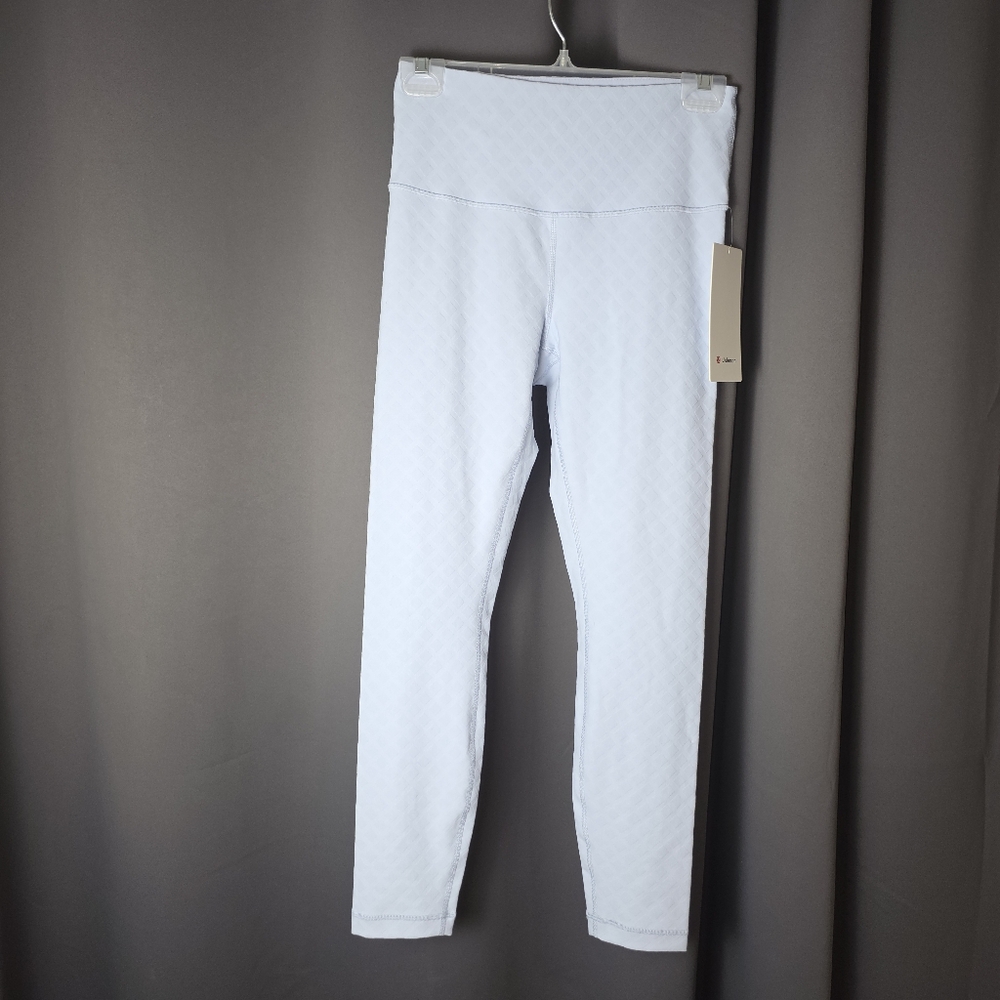 Lululemon 3D Jacquard Diamond Train HR Tight 25” Blue Sz 8 NWT $118 Textured